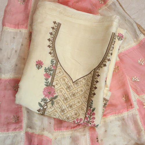 UPPADA SILK EMBROIDERY UNSTITCHED SUIT