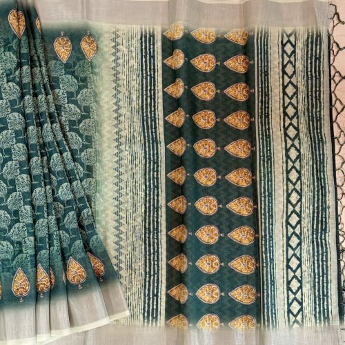HANDLOOM PURE LINEN COTTON SAREE