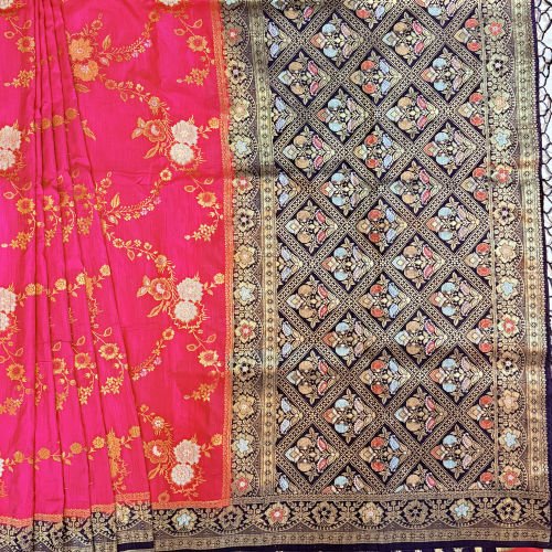 BLENDED MEENAKARI WEAVED BANARASI SILK SAREE