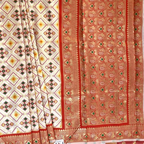 BLENDED IKKAT WEAVED SILK SAREE