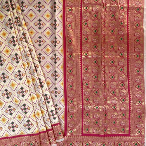 BLENDED IKKAT WEAVED SILK SAREE