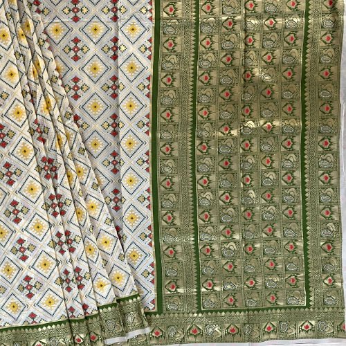 BLENDED IKKAT WEAVED SILK SAREE