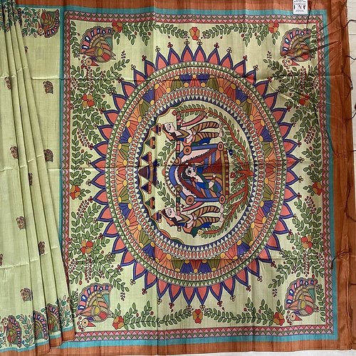 MADHUBANI PRINTED TUSSAR SILK SAREE