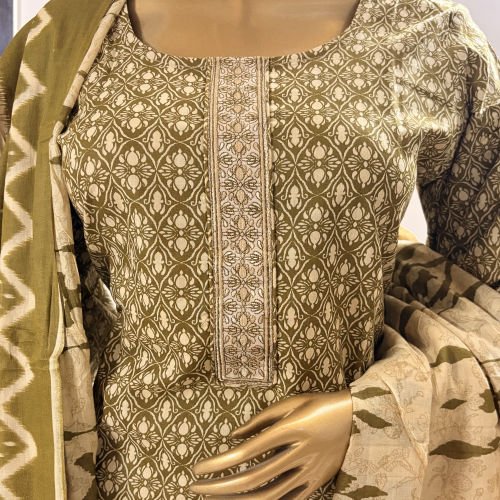 PRINTED PURE COTTON READYMADE SALWAR SUIT WITH MALMAL PRINTED DUPATTA XL