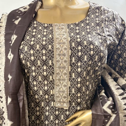 PRINTED PURE COTTON READYMADE SALWAR SUIT WITH MALMAL DUPATTA XL