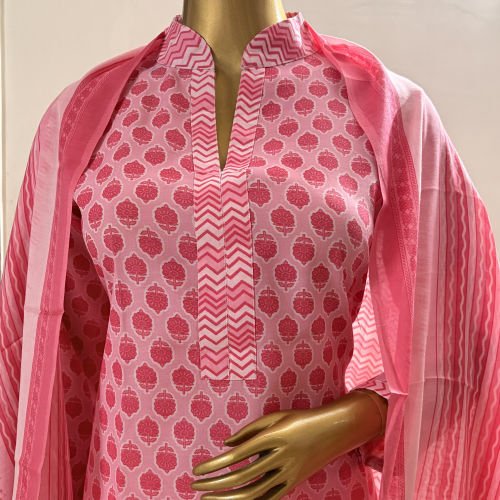 PRINTED PURE COTTON READYMADE SALWAR SUIT WITH MALMAL DUPATTA XL