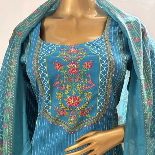 PRINTED PURE COTTON READYMADE SALWAR SUIT WITH MALMAL DUPATTA L