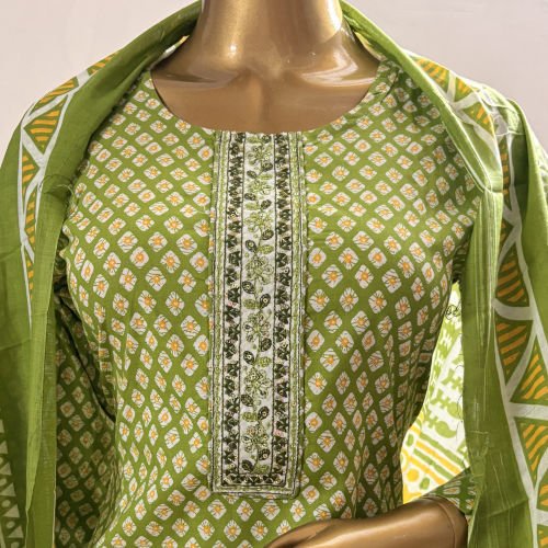 PRINTED PURE COTTON READYMADE SALWAR SUIT WITH MALMAL DUPATTA L