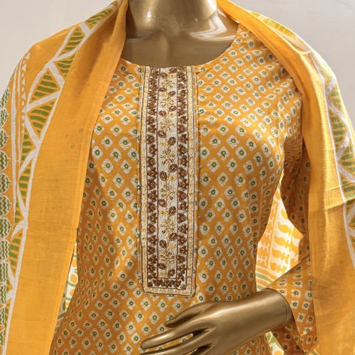 PRINTED PURE COTTON READYMADE SALWAR SUIT WITH MALMAL DUPATTA L
