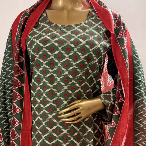 PATOLA PRINTED PURE COTTON READYMADE SALWAR SUIT WITH MALMAL DUPATTA L