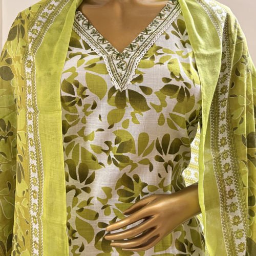 PRINTED PURE COTTON READYMADE SALWAR SUIT WITH MALMAL DUPATTA XXL