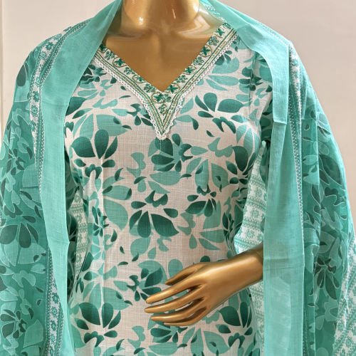 PRINTED PURE COTTON READYMADE SALWAR SUIT WITH MALMAL DUPATTA XXL