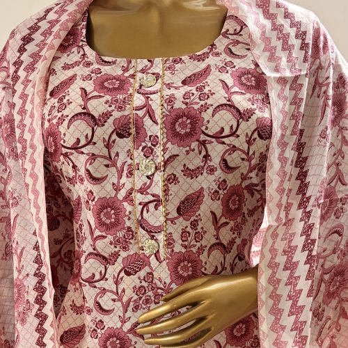 PRINTED PURE COTTON READYMADE SALWAR SUIT WITH MALMAL DUPATTA XXL