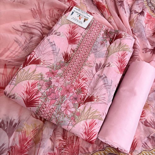 PRINTED PURE COTTON SALWAR SUIT WITH CHIFFON DUPATTA