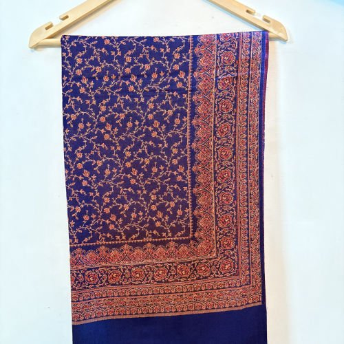 MONICA JAMAWAR WOMEN'S SHAWL, NAVY BLUE