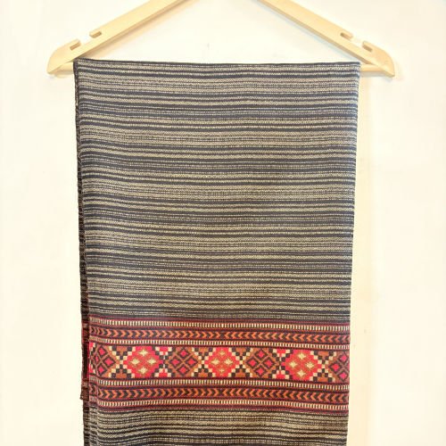 MONICA PASHMINA KULLU BORDER SHAWL-BLACK