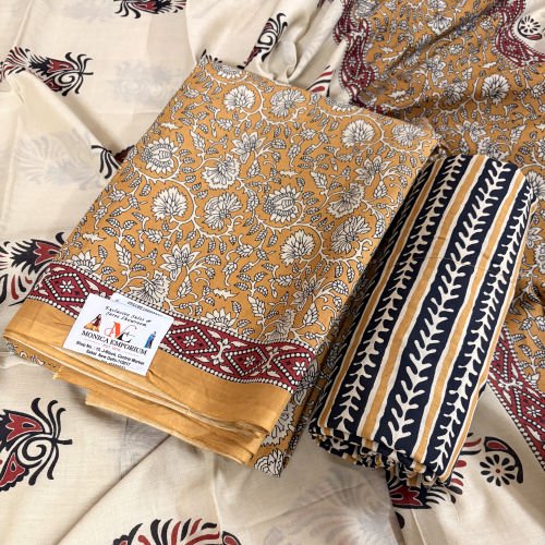 PRINTED PURE COTTON UNSTITCHED SALWAR SUIT WITH PRINTED MALMAL DUPATTA