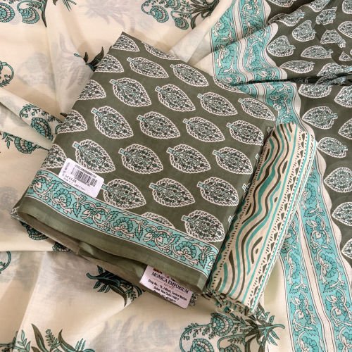 PRINTED PURE COTTON UNSTITCHED SALWAR SUIT WITH PRINTED MALMAL DUPATTA