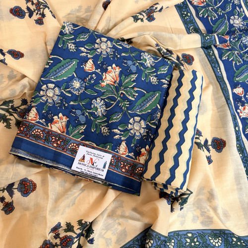 PRINTED PURE COTTON SALWAR SUIT WITH PRINTED MALMAL DUPATTA