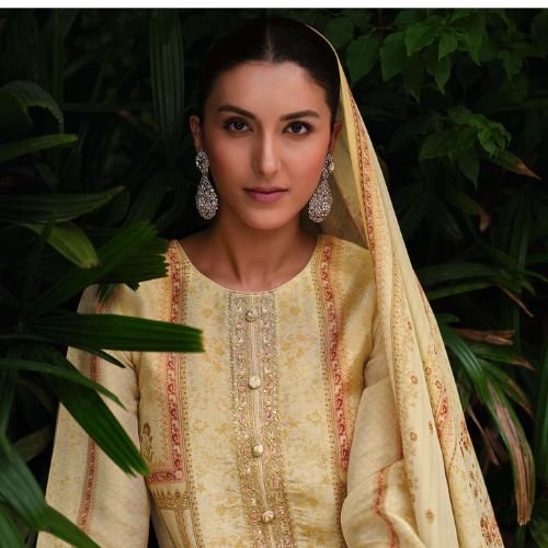 DIGITAL PRINTED UNSTITCHED TISSUE SALWAR SUIT WITH EMBOIDERY AND BORDER WORK