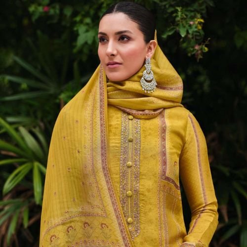 DIGITAL PRINTED UNSTITCHED TISSUE SALWAR SUIT WITH EMBOIDERY AND BORDER WORK