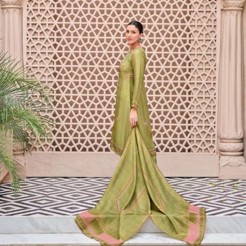 DIGITAL PRINTED UNSTITCHED TISSUE SALWAR SUIT WITH EMBOIDERY AND BORDER WORK