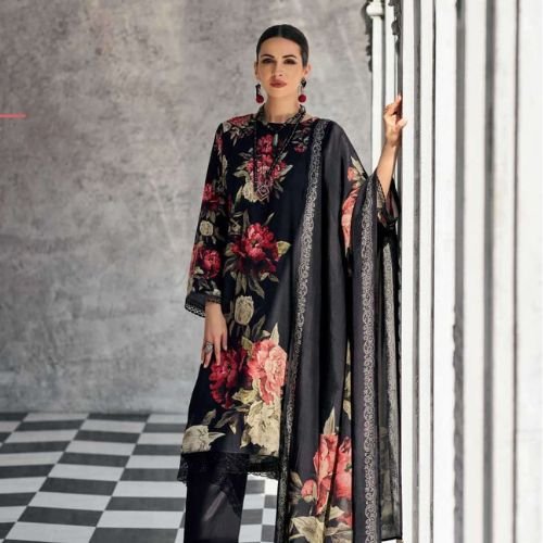 UNSTITCHED MODAL DIGITAL PRINTED SUIT WITH HANDWORK, EMBROIDERED BORDER & MUSLIN DUPATTA