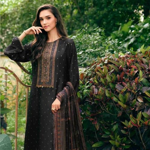 AJARAKH PRINTED MUSLIN WOVEN UNSTITCHED SUIT WITH PATCH WORK, HAND EMBROIDEREY
