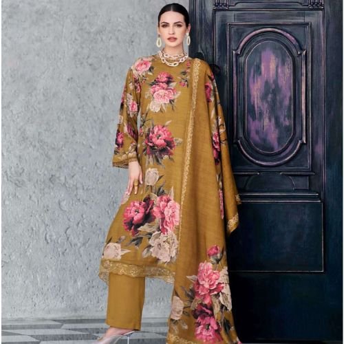 UNSTITCHED MODAL DIGITAL PRINTED SUIT WITH HANDWORK, EMBROIDERED BORDER & MUSLIN DUPATTA