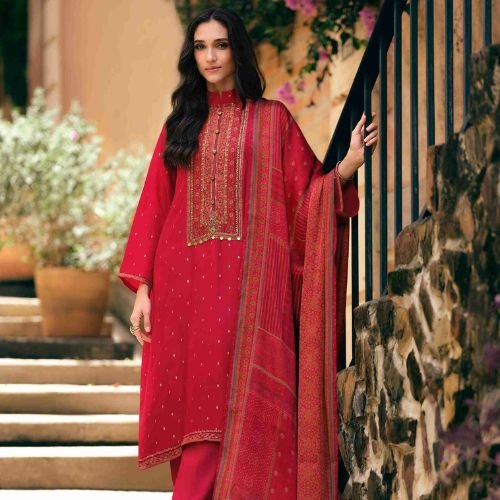 AJARAKH PRINTED MUSLIN WOVEN UNSTITCHED SUIT WITH PATCH WORK, HAND EMBROIDEREY