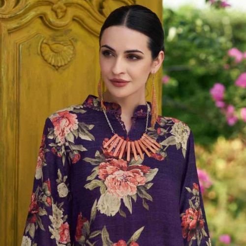 UNSTITCHED MODAL DIGITAL PRINTED SUIT WITH HANDWORK, EMBROIDERED BORDER & MUSLIN DUPATTA